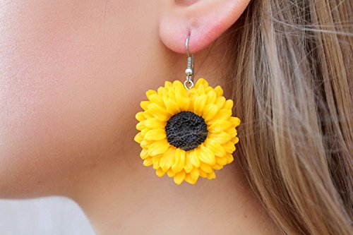 Polymer Clay Earrings Sunflowers