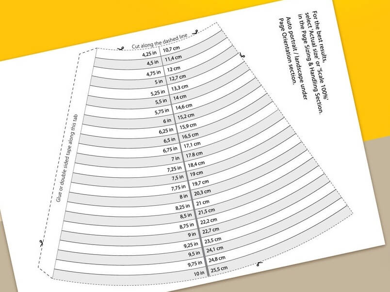 Printable Bracelet size method