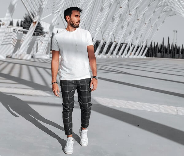 man wearing White Polo t-Shirt with  Matching Pant
