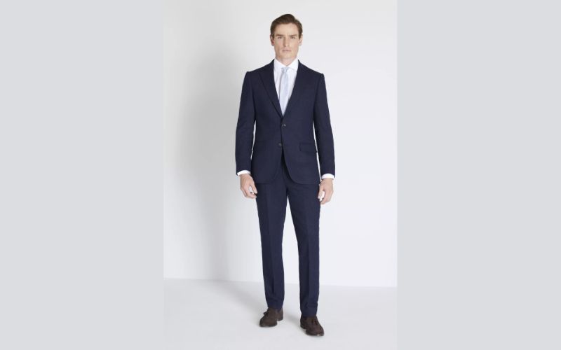 Moss Tailored Fit Ink Herringbone Suit